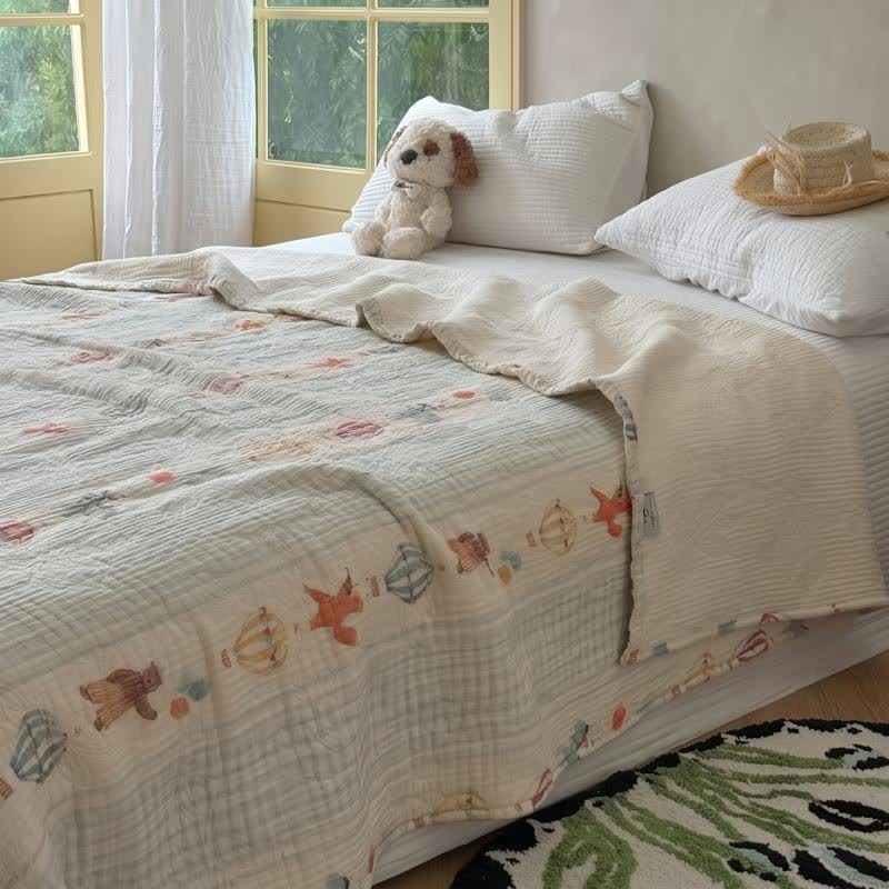 Playful Animal Garden Lightweight Cotton Quilt - image 1