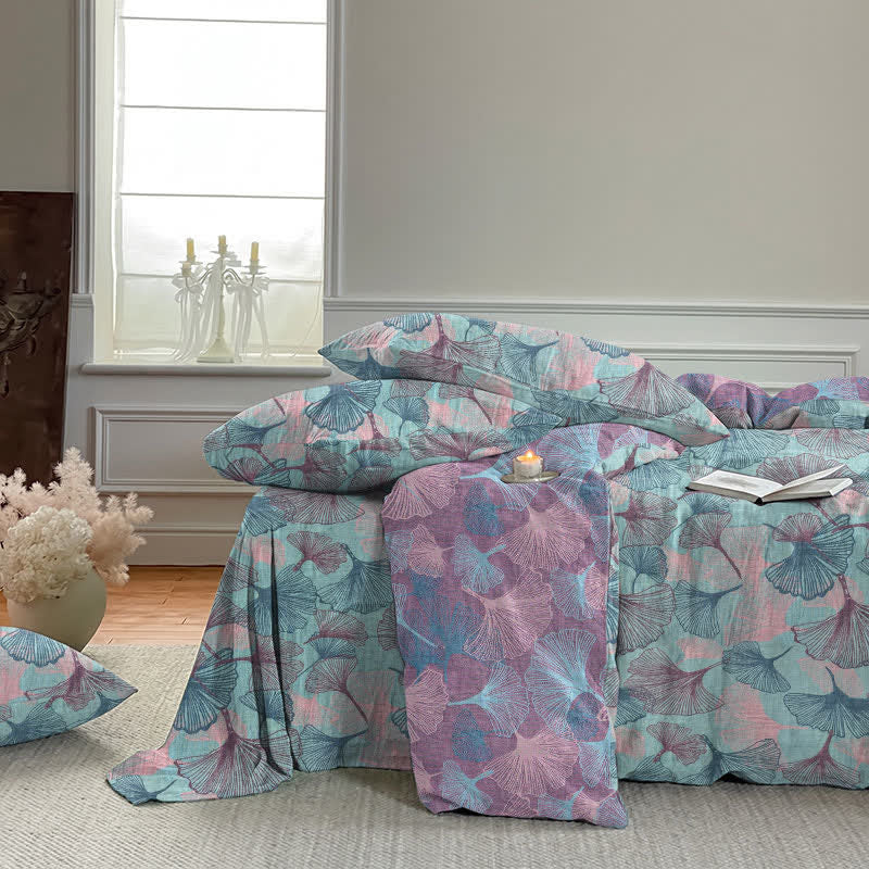 Retro Botanical Ginkgo Leaf Cotton Bedding Set - image 5