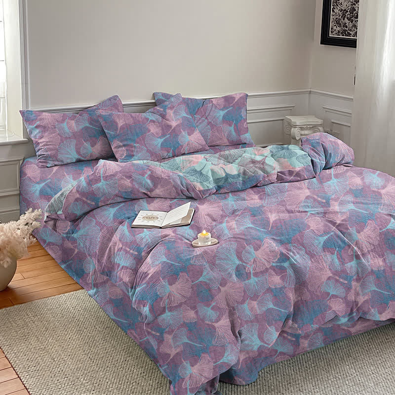 Retro Botanical Ginkgo Leaf Cotton Bedding Set - image 12
