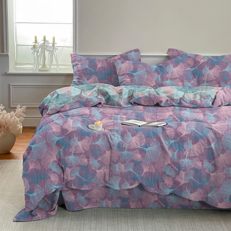 Retro Botanical Ginkgo Leaf Cotton Bedding Set - image 11