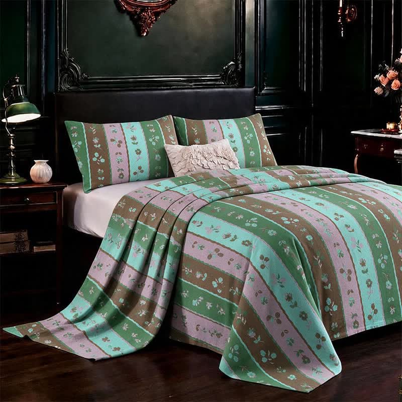 Multi‑Color Striped Flower Cotton Bedspread - image 2