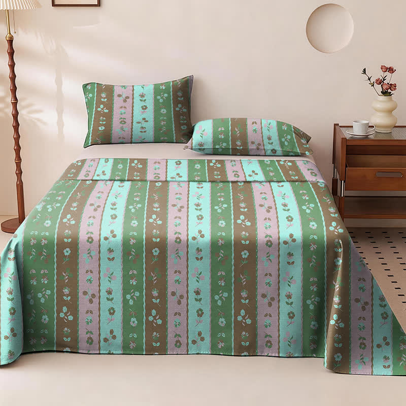 Multi‑Color Striped Flower Cotton Bedspread - image 1