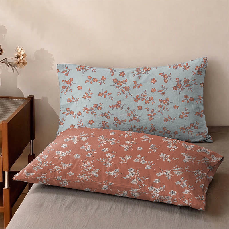 Claret Flower Cotton Gauze Bedspread - 2PCS Pillowcases - 19" x 29" - image 3