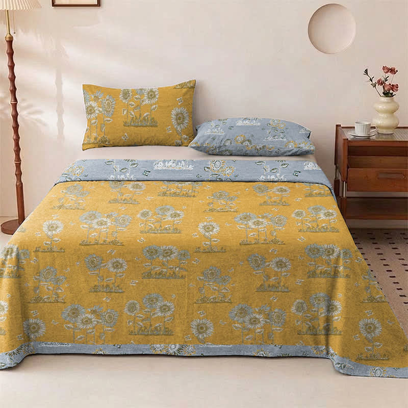 Artistic Sunflower Cotton Gauze Bedspread - Bedspread - King - image 0