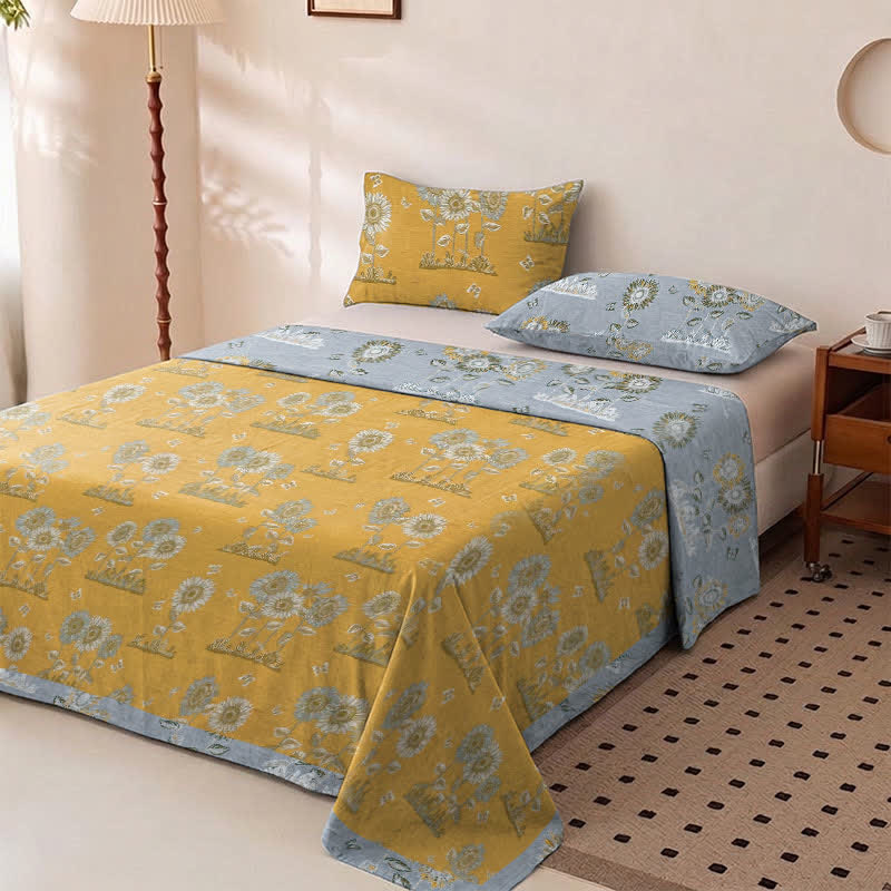 Artistic Sunflower Cotton Gauze Bedspread - image 1