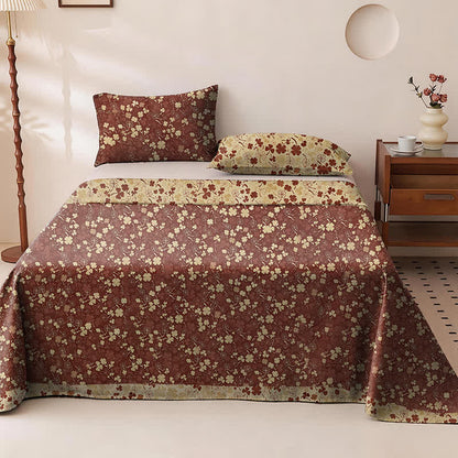 Red Lucky Clover Cotton Gauze Bedspread - Bedspread with 2pc pillowcases - King - image 0