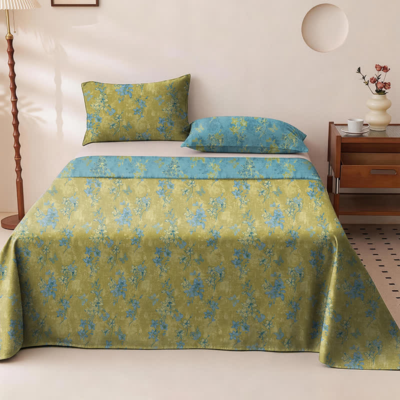 Reversible Vintage Flower Cotton Bedspread - image 4