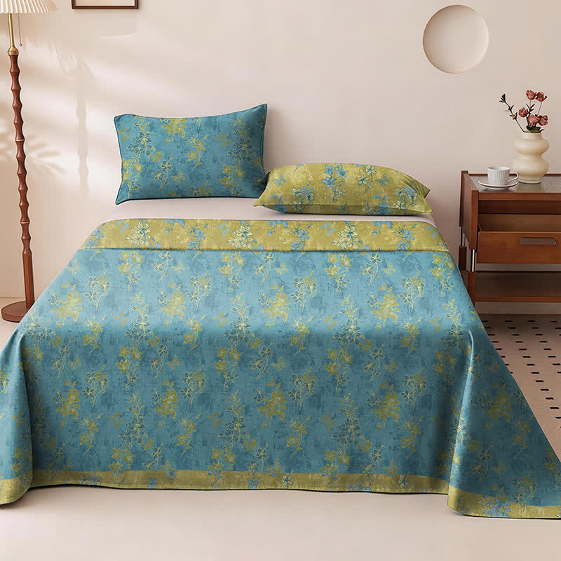 Reversible Vintage Flower Cotton Bedspread - Bedspread with 2pc pillowcases - King - image 0