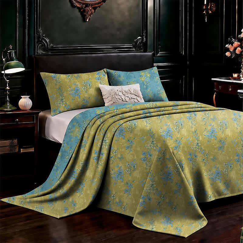 Reversible Vintage Flower Cotton Bedspread - image 6