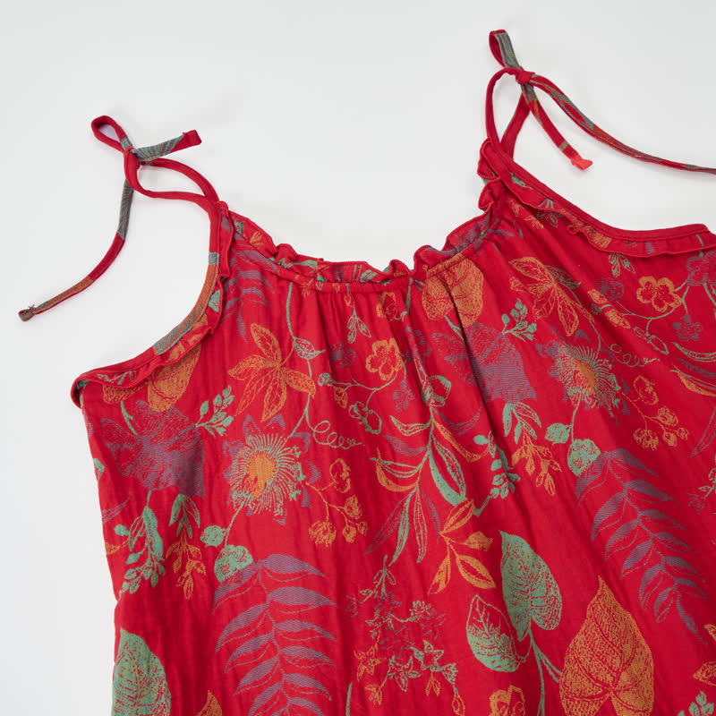 Retro Red Leaf Cotton Cami Lounge Set - image 2