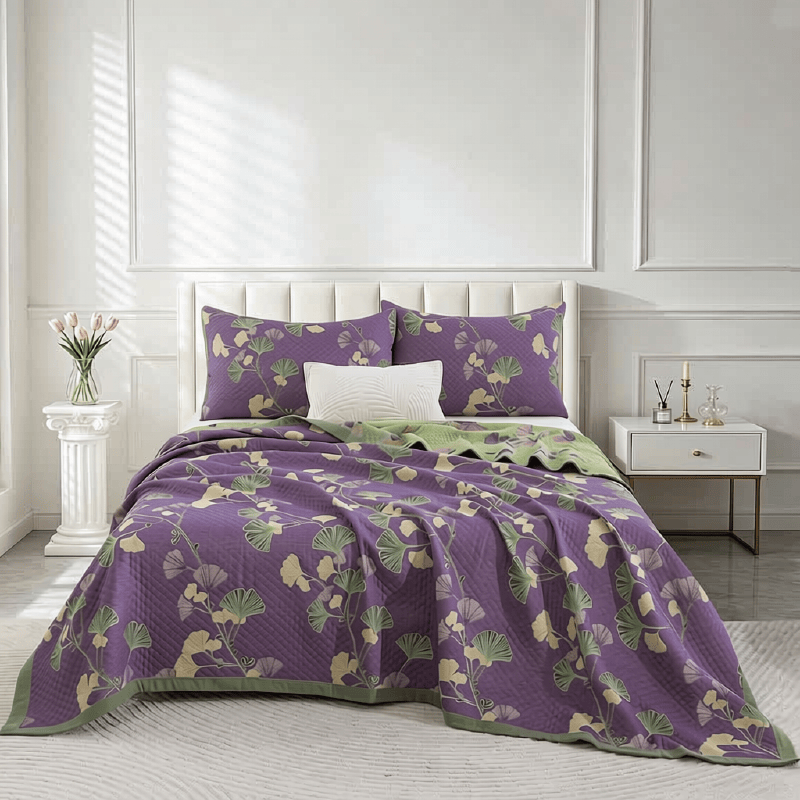 Artistic Ginkgo Leaf Cotton Gauze Blanket - image 3