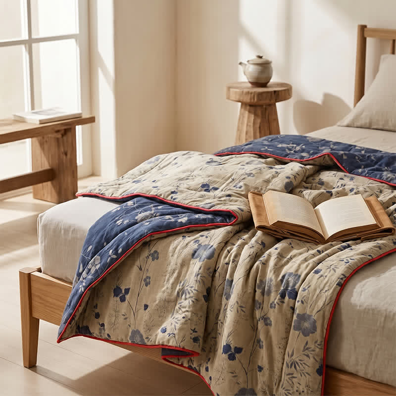 Reversible Blue Floral Cottage Quilt - image 5