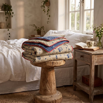 Reversible Blue Floral Cottage Quilt - image 10