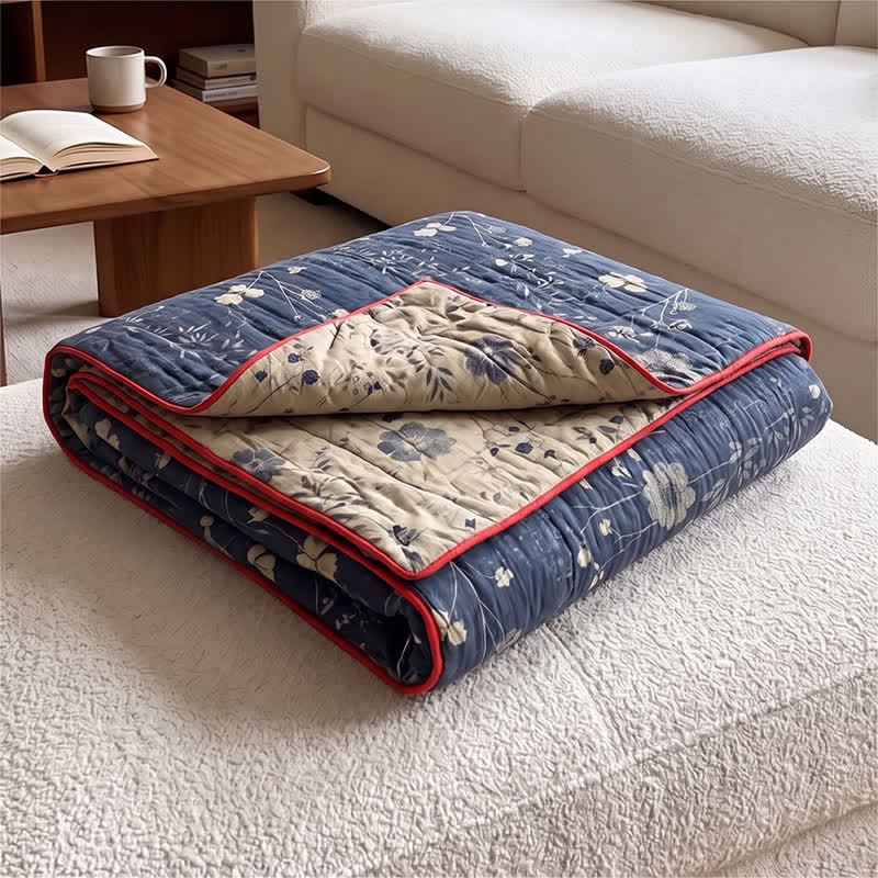 Reversible Blue Floral Cottage Quilt - image 1