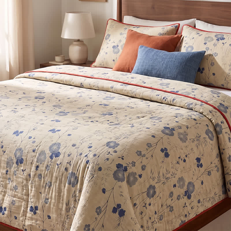 Reversible Blue Floral Cottage Quilt - image 7