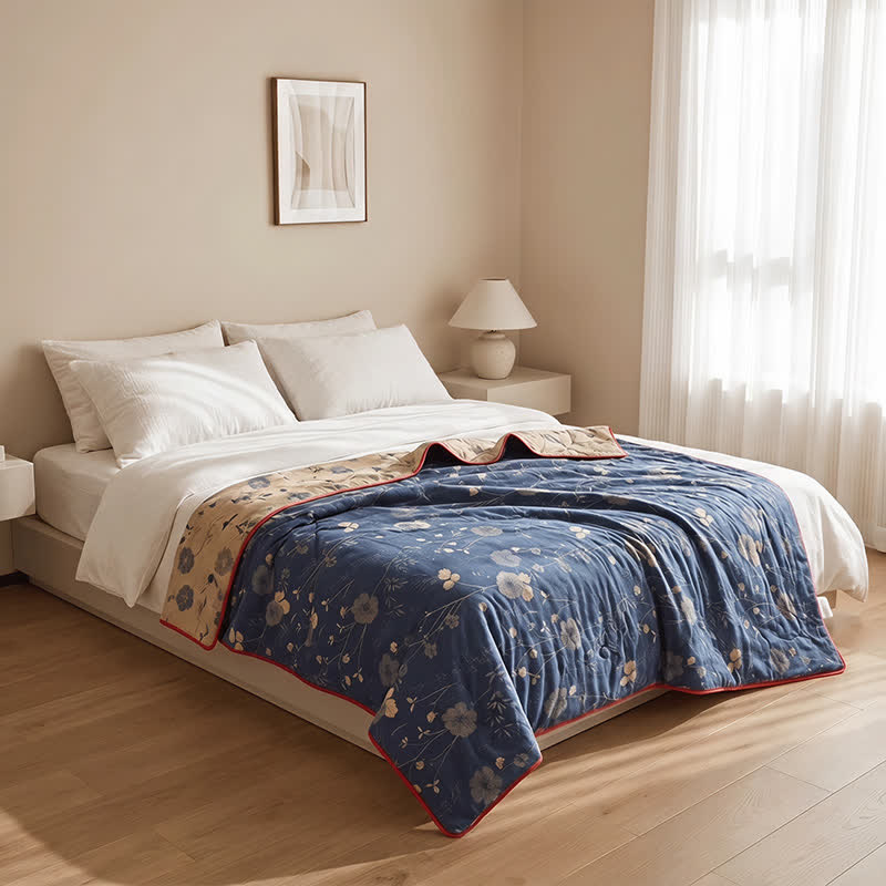 Reversible Blue Floral Cottage Quilt - image 6