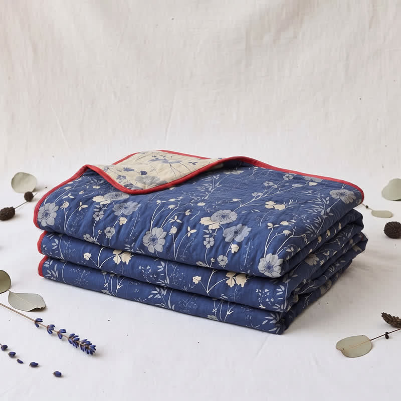Reversible Blue Floral Cottage Quilt - image 4