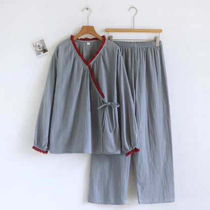 Sweet Side Tie Cotton Loungewear Set - Blue - XL - image 5