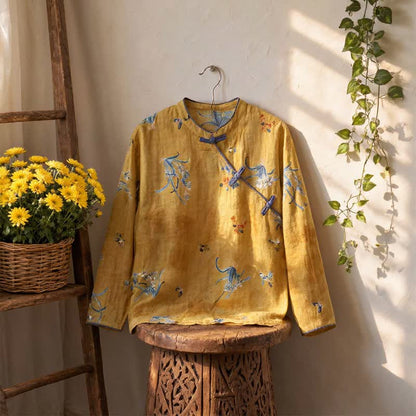 Vintage Floral Insect Long Sleeve Top - image 2