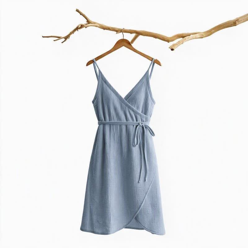 Solid Sleeveless Lounge Dress - Blue - L - image 5