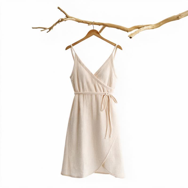 Solid Sleeveless Lounge Dress - Beige - L - image 0