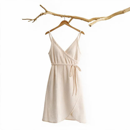 Solid Sleeveless Lounge Dress - Beige - L - image 0