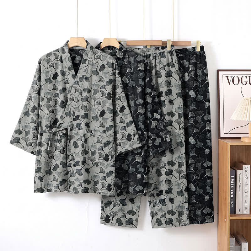 Ginkgo Leaf Cotton Long‑Sleeve Loungewear Set - image 6