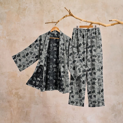 Ginkgo Leaf Cotton Long‑Sleeve Loungewear Set - image 9