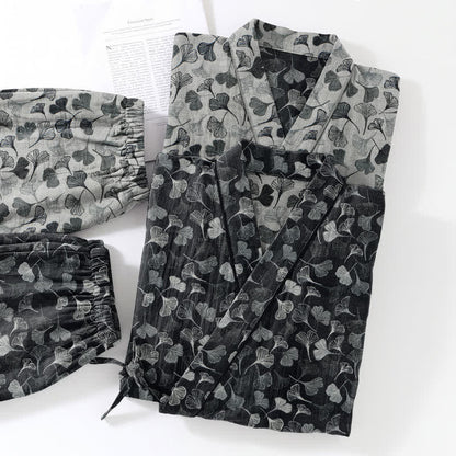 Ginkgo Leaf Cotton Long‑Sleeve Loungewear Set - image 4