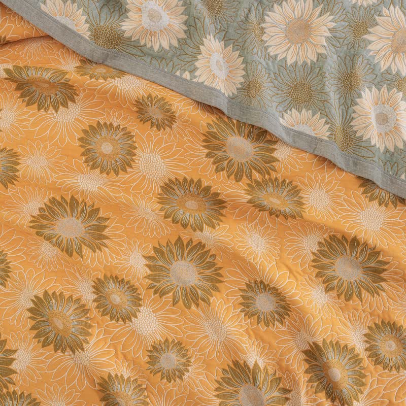 Retro Sunflower Cotton Gauze Blanket - image 7