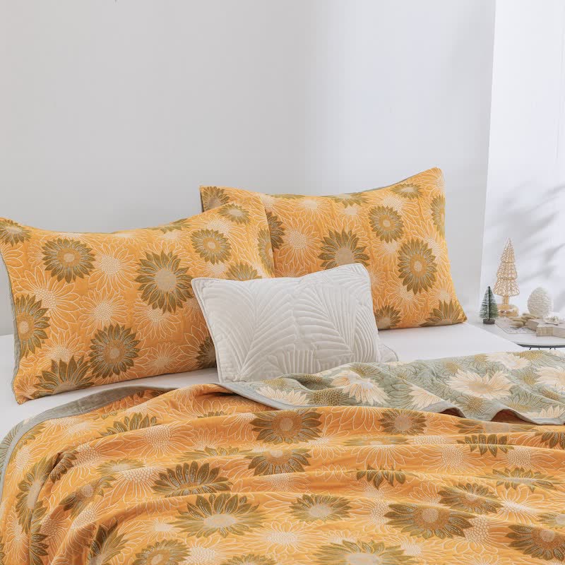 Retro Sunflower Cotton Gauze Blanket - image 2