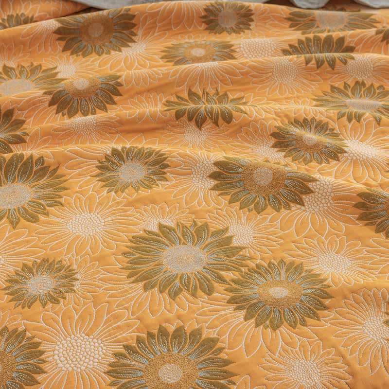 Retro Sunflower Cotton Gauze Blanket - image 5