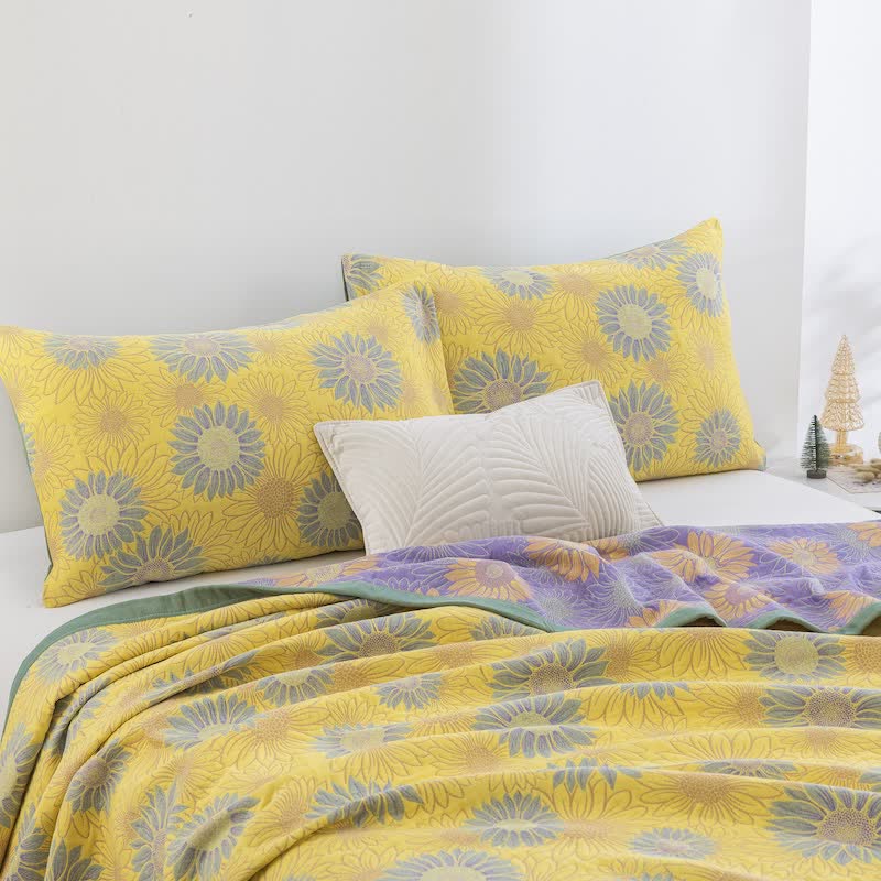 Retro Sunflower Cotton Gauze Blanket - image 12