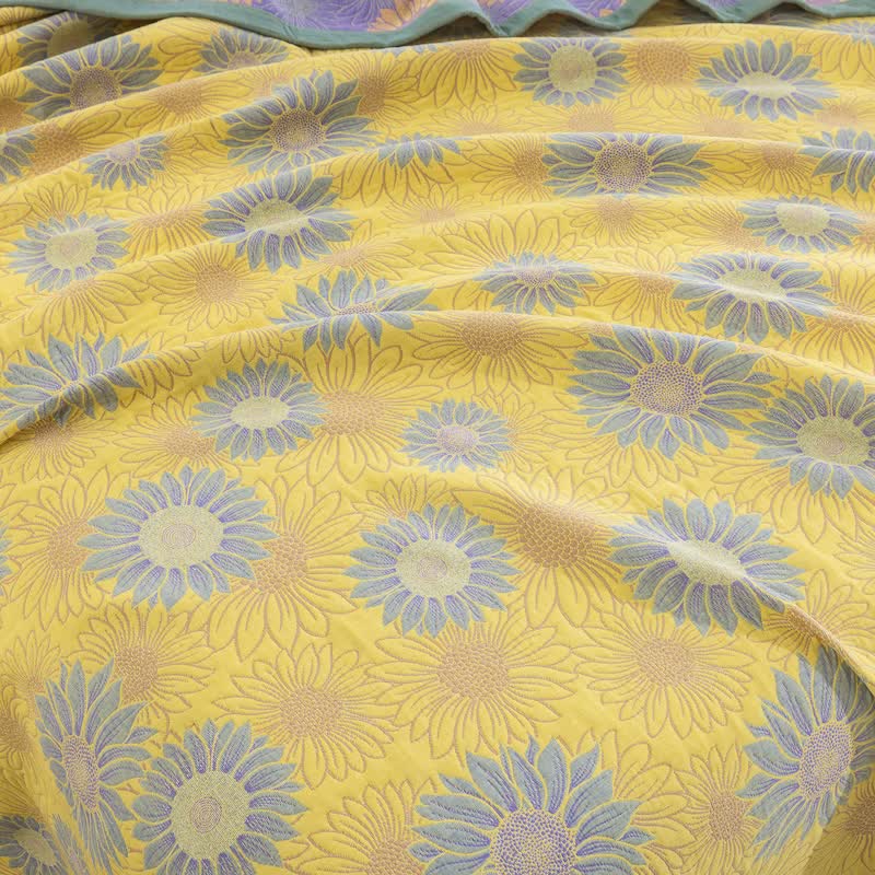 Retro Sunflower Cotton Gauze Blanket - image 15