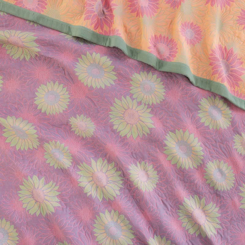Retro Sunflower Cotton Gauze Blanket - image 23