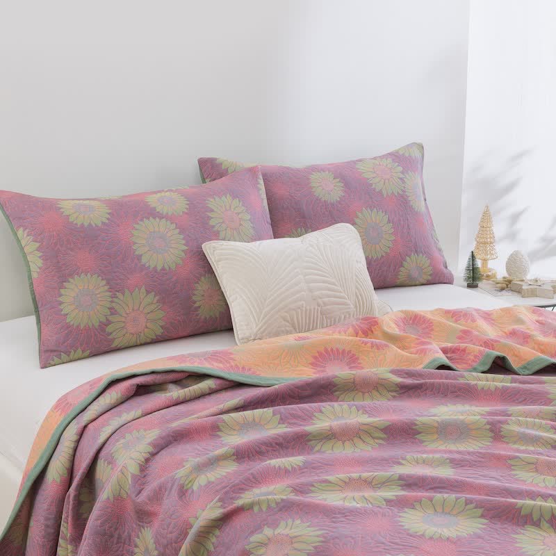 Retro Sunflower Cotton Gauze Blanket - image 22
