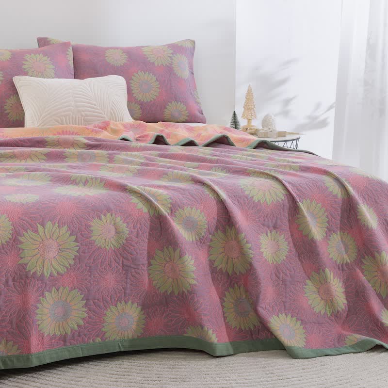 Retro Sunflower Cotton Gauze Blanket - image 21