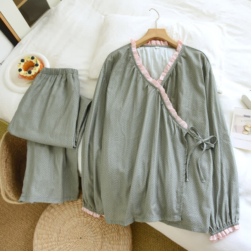 Sweet Side Tie Cotton Loungewear Set - image 1