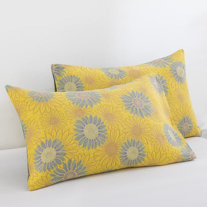 Retro Sunflower Cotton Gauze Blanket - Yellow - 20" x 36" - 2PCS Pillowcases - image 8