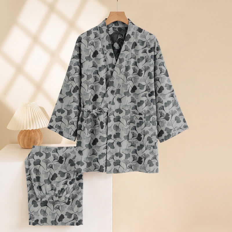 Ginkgo Leaf Cotton Long‑Sleeve Loungewear Set - image 7