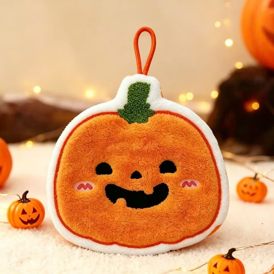 Halloween Pumpkin Fleece Hanging Hand Towel - Pumpkin - 1PC - image 0