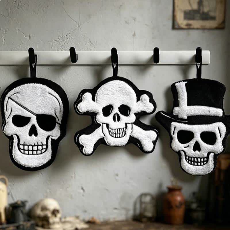 Gothic Skull Fleece Hanging Hand Towel - Set (3 Patterns) - 3PCS - image 0