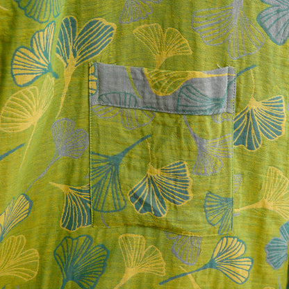Green Gray Ginkgo Leaf Cotton Kimono Robe - image 8