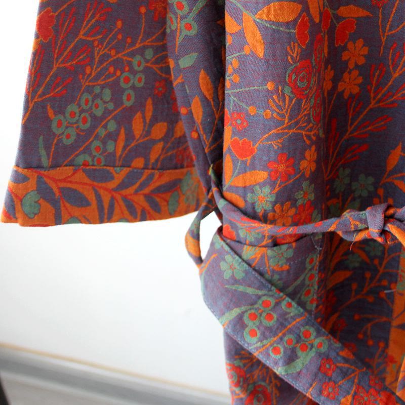 Vintage Leaf Cotton Gauze Kimono Robe - image 6
