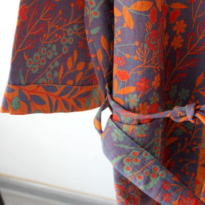 Vintage Leaf Cotton Gauze Kimono Robe - image 6