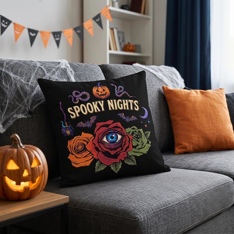 Halloween Eyeball Rose Gothic Throw Pillow - image 1