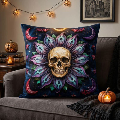 Gothic Celestial Skull Throw Pillow Cover - image 1