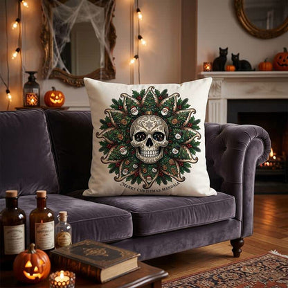Christmas Skull Mandala Plush Throw Pillow - image 2