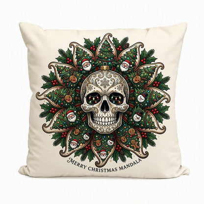 Christmas Skull Mandala Plush Throw Pillow - image 4