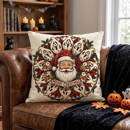 Creepy Christmas Santa Plush Throw Pillow - Cover + Insert - 2PCS - 18" x 18" - image 0